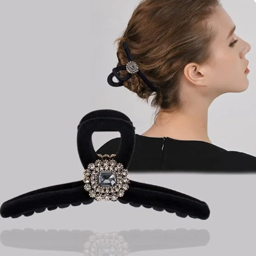 Set of 2 Velvet Elegant Hair Claw Clip Hair Accessories